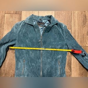 NWT Pamela McCoy Blue Suede Leather Jacket Size S